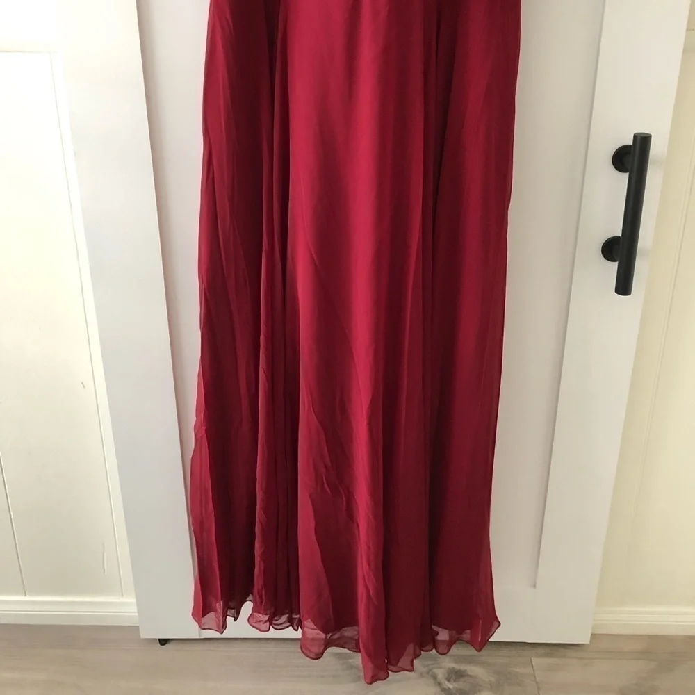 Dessy Collection Burgundy Chiffon Sweetheart Bridesmaid Gown Plus Dress 22